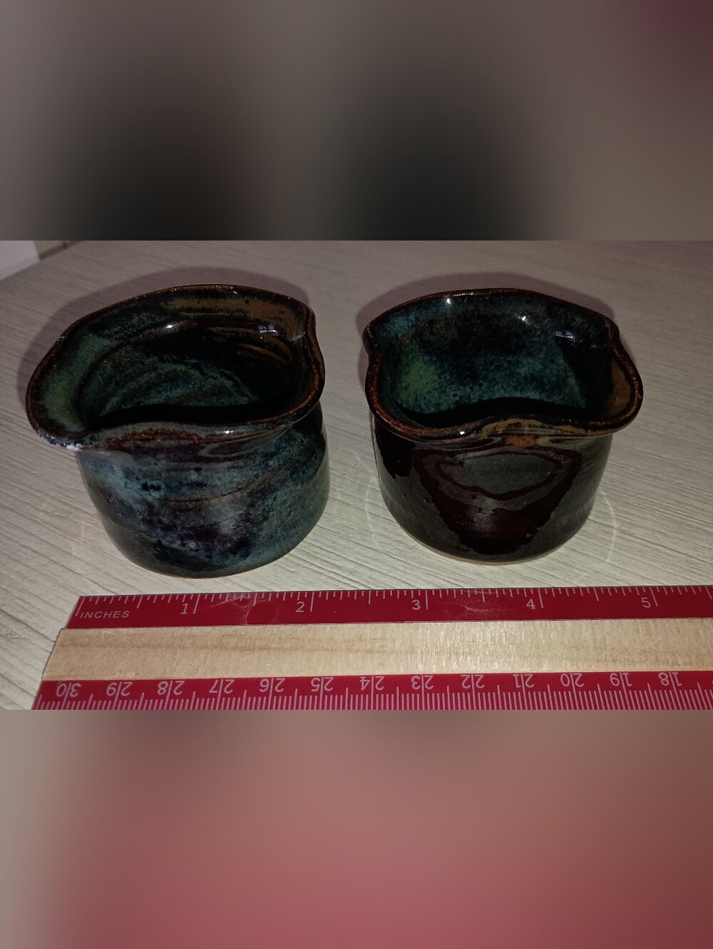3/$15 Handcrafted Blue Pottery Tea light Holders- Set of 2